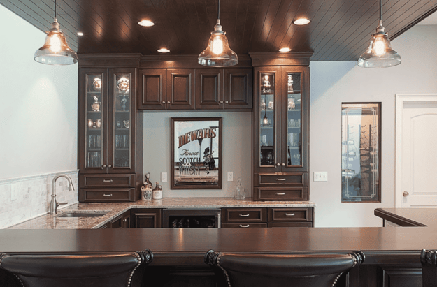 Custom Bar Remodel with Dark Wood Cabinets