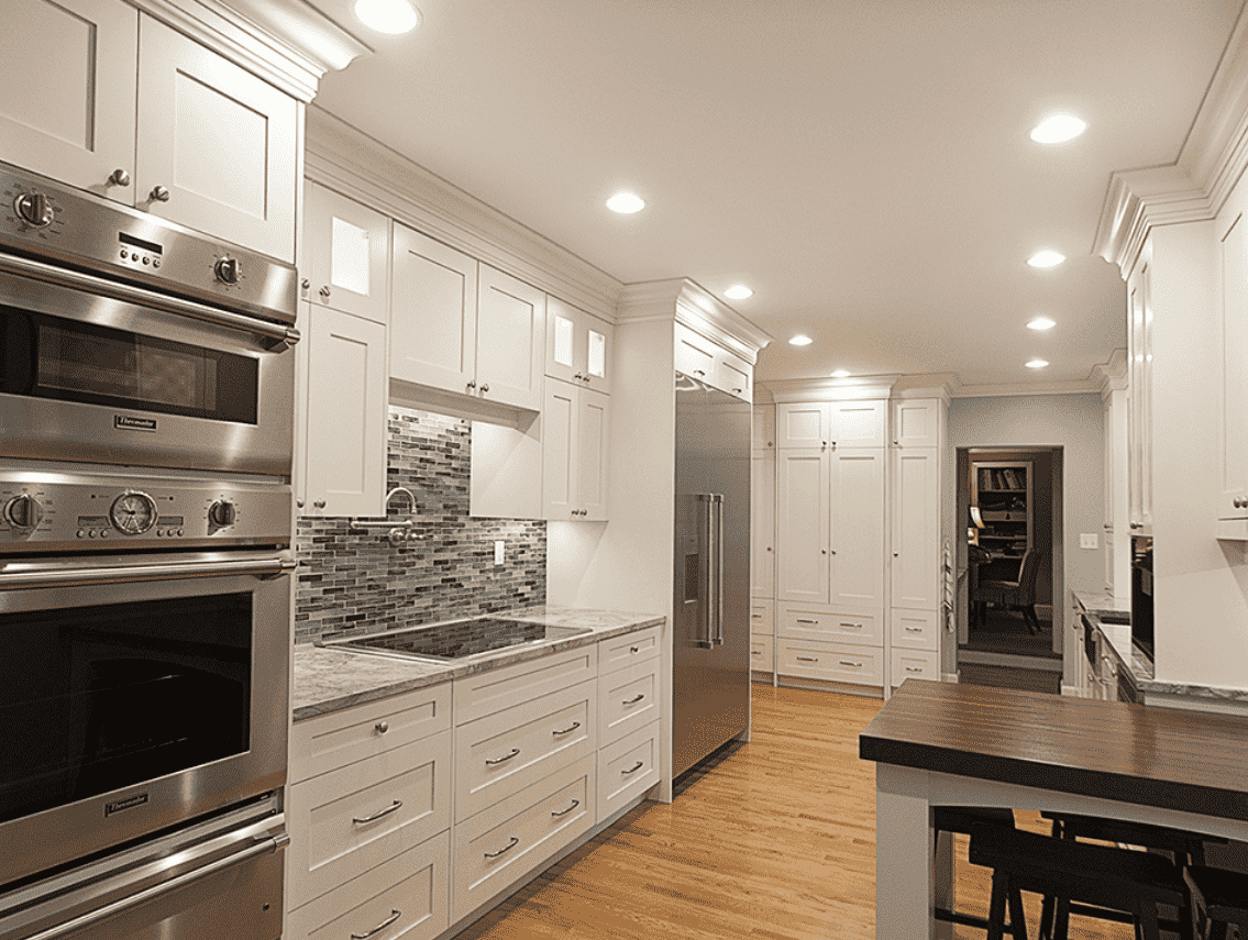 Luxury White Kitchen Remodel in Pittsburgh with Florr to Ceiling Cabinetry