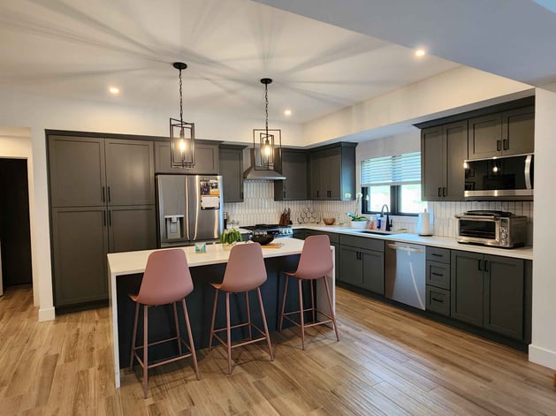 Pittsburgh Kitchen Renovation with Dark Green Gray Cabinets